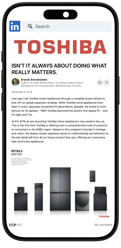 TOSHIBA - #DetailsMatter - Global Brand Refresh - LinkedIn Article - BrandoGroup